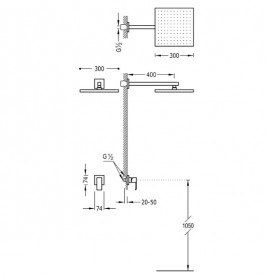 Душевая система скрытого монтажа Tres Cuadro Tres с однорычажным смесителем хром 106377