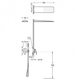 Душова система прихованого монтажу Tres Loft-Tres з верхнім і ручним душем хром 20018005