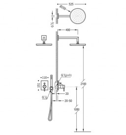 Душевая система скрытого монтажа Tres Tresmostatic термостатическая хром 09096020