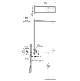 Душова система прихованого монтажу Tres Tresmostatic термостатична хром 09096021