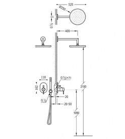 Душевая система скрытого монтажа Tres Tresmostatic термостатическая хром 09096022