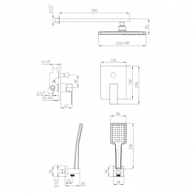 Душевая система скрытого монтажа Volle De la Noche черный 10-40-9400-black