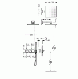 Душевая система Tres Block System colors термостатическая белый матовый 20725201BM