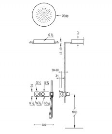 Душевая система Tres Block System colors термостатическая белый матовый 20735204BM