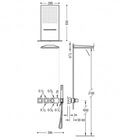 Душевая система Tres Block System colors термостатическая сталь 20725302AC