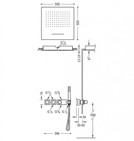 Душевая система Tres Block System colors термостатическая черный матовый 20725303NM
