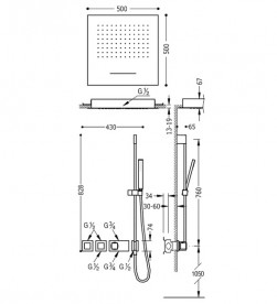Душевая система Tres Block System colors термостатическая сталь 20725311AC