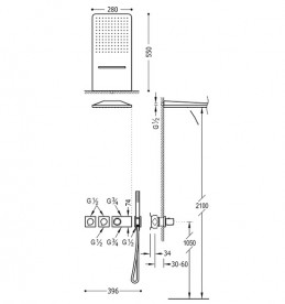 Душевая система Tres Block System colors термостатическая сталь 20735302AC