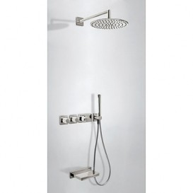 Душова система Tres Block System термостатична з верхнім і ручним душем сталь 20735308AC