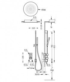Душевая система Tres Block System colors термостатическая сталь 20635203AC