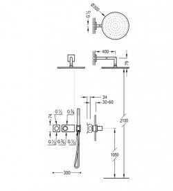 Душевая система Tres Block System colors термостатическая оранжевый 20735201TNA
