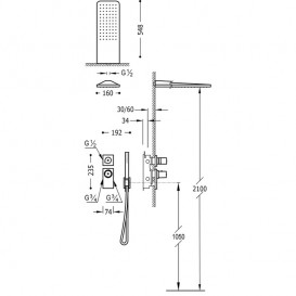 Душевая система Tres Block System с термостатом и верхним душем белый матовый 20635202BM