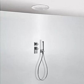 Душевая система Tres Block System с термостатом и круглым верхним душем хром 20635204