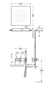 Душевая система Tres Block System термостатическая с верхним и ручным душем хром 20725208