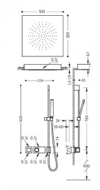 Душова система Tres Block System термостатична з верхнім і ручним душем хром 20725209