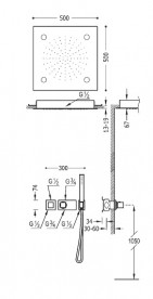 Душевая система Tres Block System термостатическая с верхним и ручным душем хром 20725205