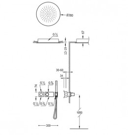 Душевая система Tres Block System термостатическая с верхним и ручным душем хром 20735204