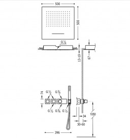 Душевая система Tres Block System термостатическая с верхним и ручным душем хром 20725303