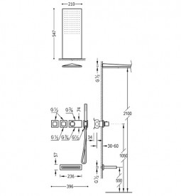 Душевая система Tres Block System термостатическая с верхним и ручным душем хром 20725305