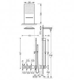 Душевая система Tres Block System термостатическая с верхним и ручным душем хром 20735309