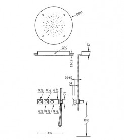 Душевая система Tres Block System термостатическая с верхним и ручным душем хром 20735310