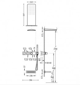 Душевая система Tres Block System термостатическая с верхним и ручным душем хром 20735305