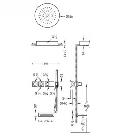 Душевая система Tres Block System термостатическая с верхним и ручным душем хром 20735306