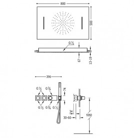 Душевая система Tres Block System термостатическая с верхним и ручным душем хром 20725403
