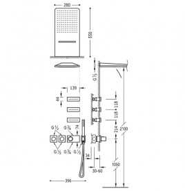 Душевая система Tres Block System термостатическая с верхним и ручным душем хром 20735401