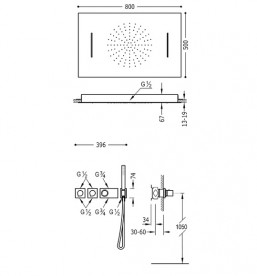Душевая система Tres Block System термостатическая с верхним и ручным душем хром 20735403