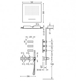 Душова система Tres Block System термостатична з верхнім і ручним душем хром 20735402
