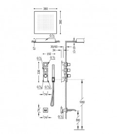 Душевая система Tres Block System термостатическая с верхним и ручным душем хром 20625302