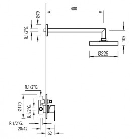 Душевая система Tres BM-Tres с верхним и ручным душем хром 117175