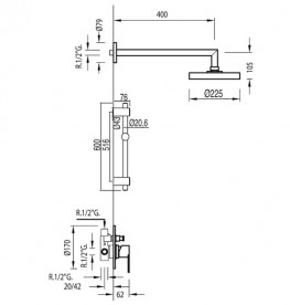 Душова система Tres BM-Tres з верхнім і ручним душем хром 117980