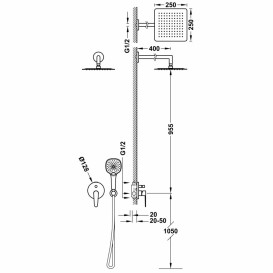 Душевая система Tres Class-Tres с однорычажным смесителем и верхним душем хром 20518006