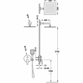 Душевая система Tres Class-Tres с однорычажным смесителем Rapid-Box и верхним душем хром 20528040