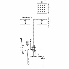 Душова система Tres Class-Tres з одноважільний змішувач Rapid-Box і верхнім душем хром 20528030