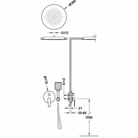 Душова система Tres Class-Tres з одноважільний змішувач Rapid-Box і верхнім душем хром 20528050
