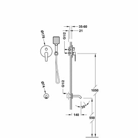 Душова система Tres Class-Tres з одноважільним змішувачем Rapid-Box і виливом хром 20528060