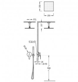 Душевая система Tres Class-Tres с верхним и ручным душем хром 20518080