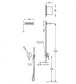 Душевая система Tres Class-Tres с верхним и ручным душем хром 20518004