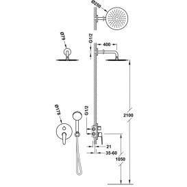 Душова система Tres Flat-Tres з одноважільний змішувач Rapid-Box і верхнім душем хром 20428004