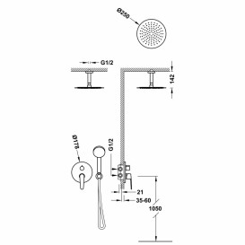 Душова система Tres Flat-Tres з одноважільним змішувачем Rapid-Box і верхнім душем хром 20428003