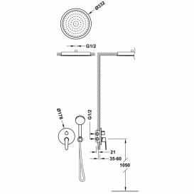 Душова система Tres Flat-Tres з одноважільний змішувач Rapid-Box і верхнім душем хром 20428005