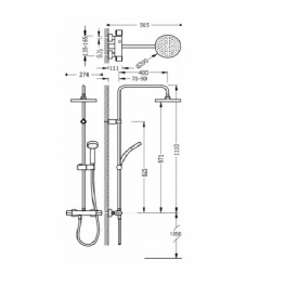 Душевая система Tres Flat-Tres с термостатом верхним и ручным душем хром 20438701