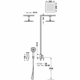 Душевая система Tres Loft-Tres с однорычажным смесителем и верхним душем хром 20018009