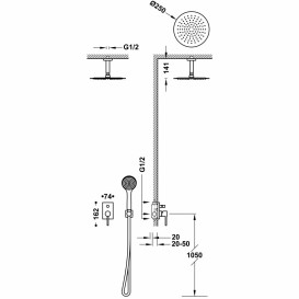 Душова система Tres Max-Tres з одноважільним змішувачем і верхнім душем хром 06218081