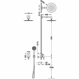 Душевая система Tres Max-Tres с однорычажным смесителем и верхним душем хром 06298004