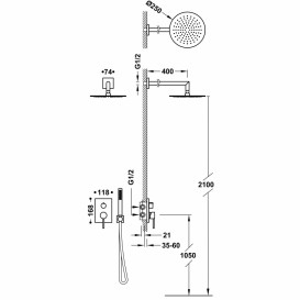 Душевая система Tres Max-Tres с однорычажным смесителем Rapid-Box и верхним душем хром 06228004