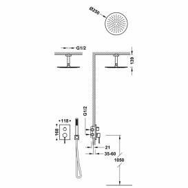 Душевая система Tres Max-Tres с однорычажным смесителем Rapid-Box и верхним душем хром 06228003